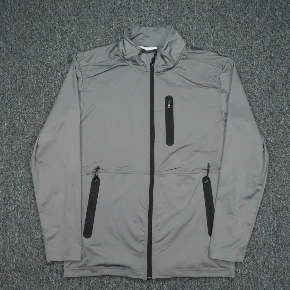Burlebo Jacket Mens Small Gray Stretch Wicking‎ Full Zip Pockets Athletic